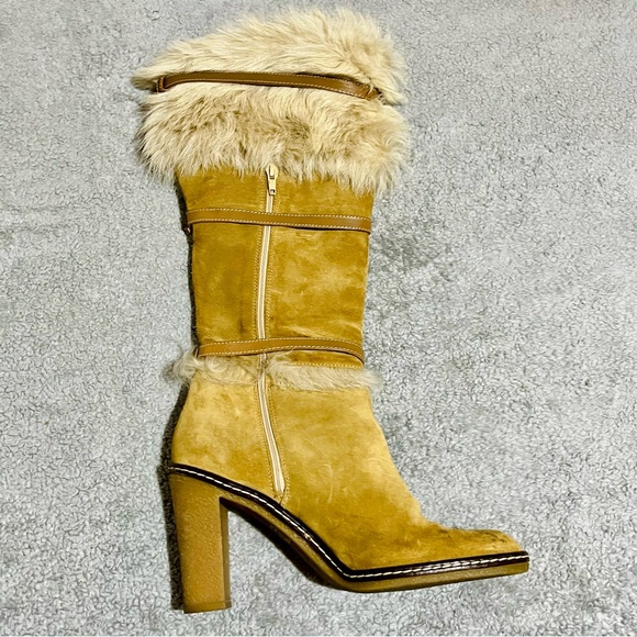 Coach Jessica Made In Italy Tan Fur-Trimmed Women's Boots - Picture 4 of 10